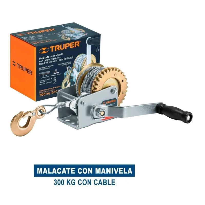 TRUPER - Malacate , Enganche Para Tirar 300 Kilos, marca Truper