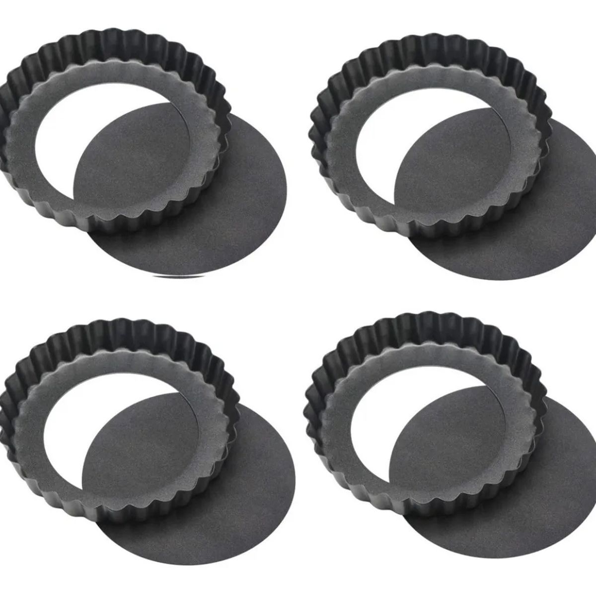 GENERICO - 4 Moldes Desmontables Para Tortas Tartas Molde Mini Tartaleta