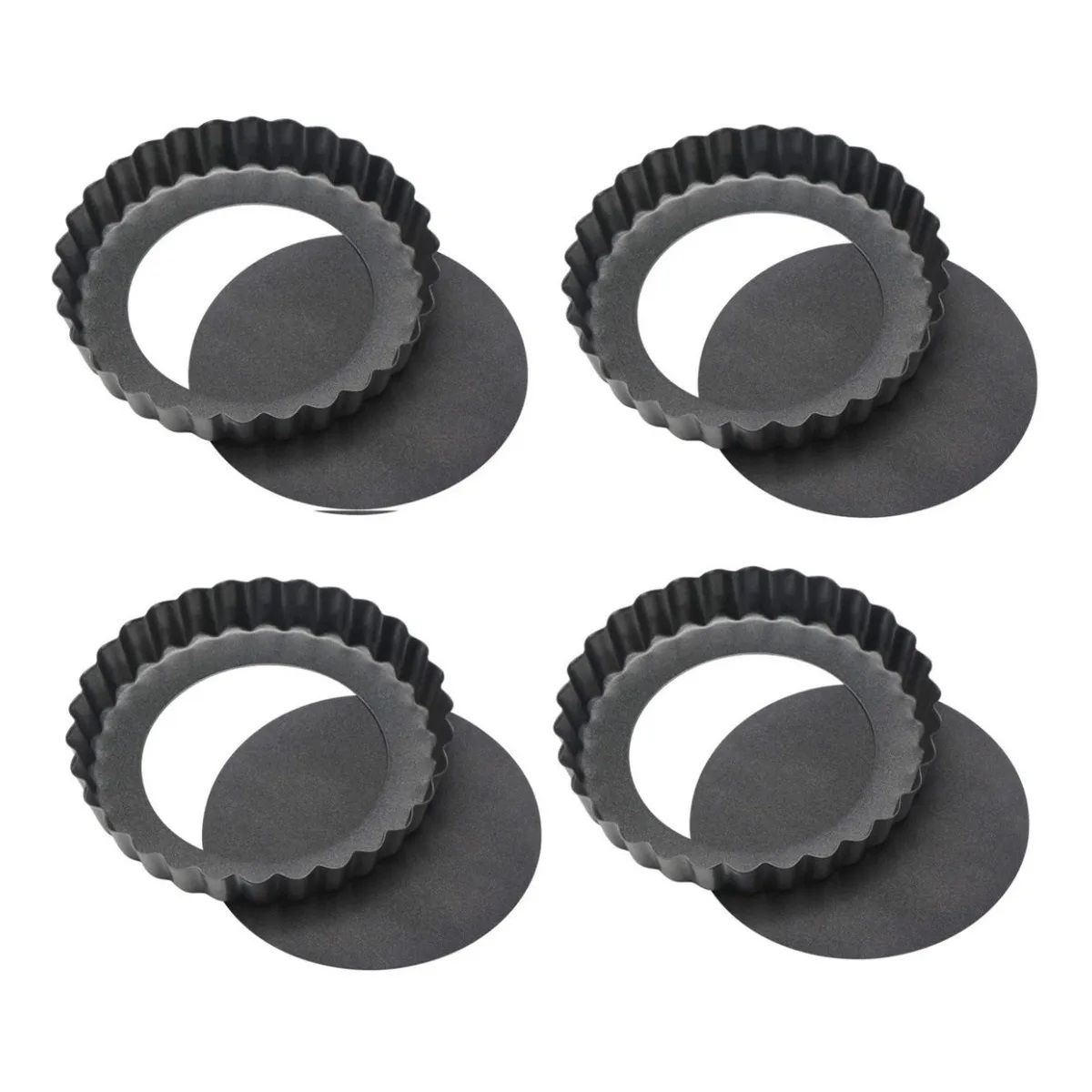 GENERICO - 4 Moldes Desmontables Para Tortas Tartas Molde Mini Tartaleta