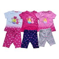 Pack 3 Conjuntos Polera + Short Niña Algodon Gata.