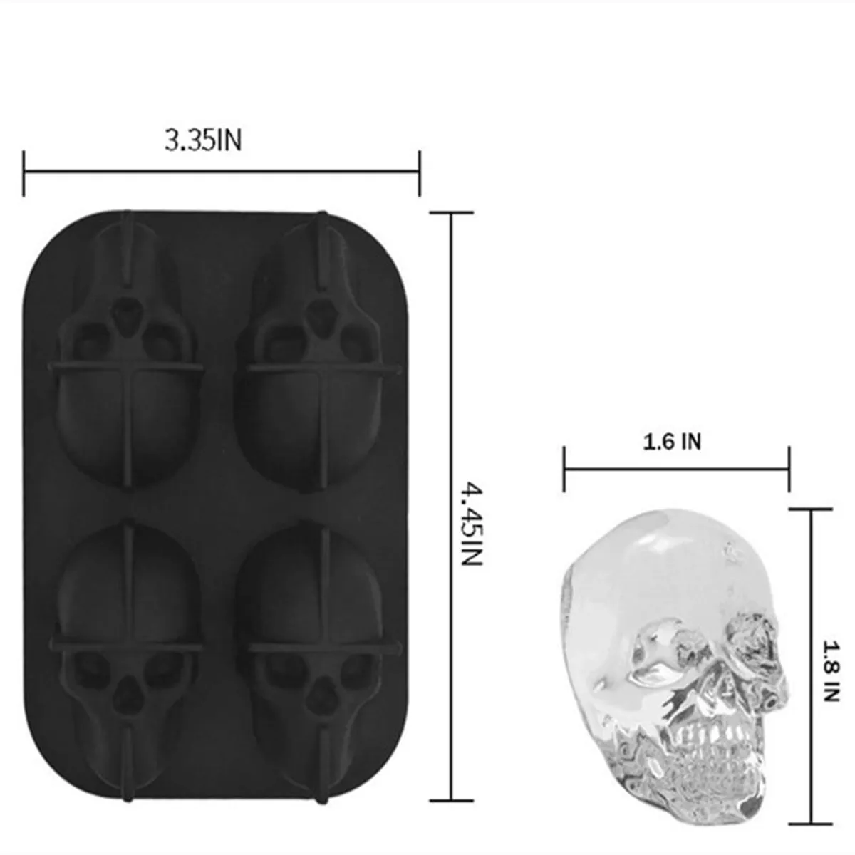 EVERSO - Moldes Para Hielo Calavera bandejas De Silicona Flexibles