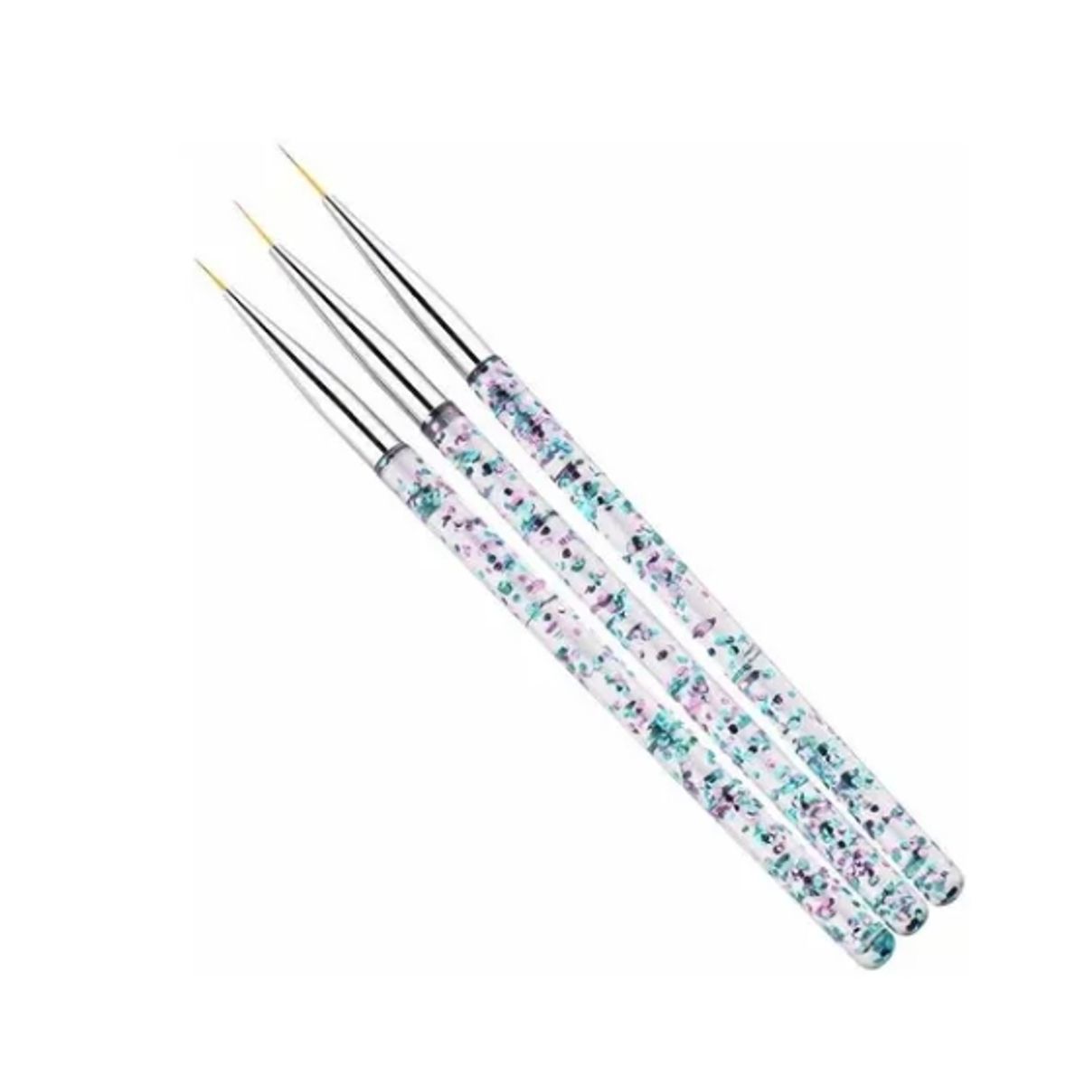 GENERICO - Kit 3 Pinceles Para Diseño Uñas Postizas / Naturales