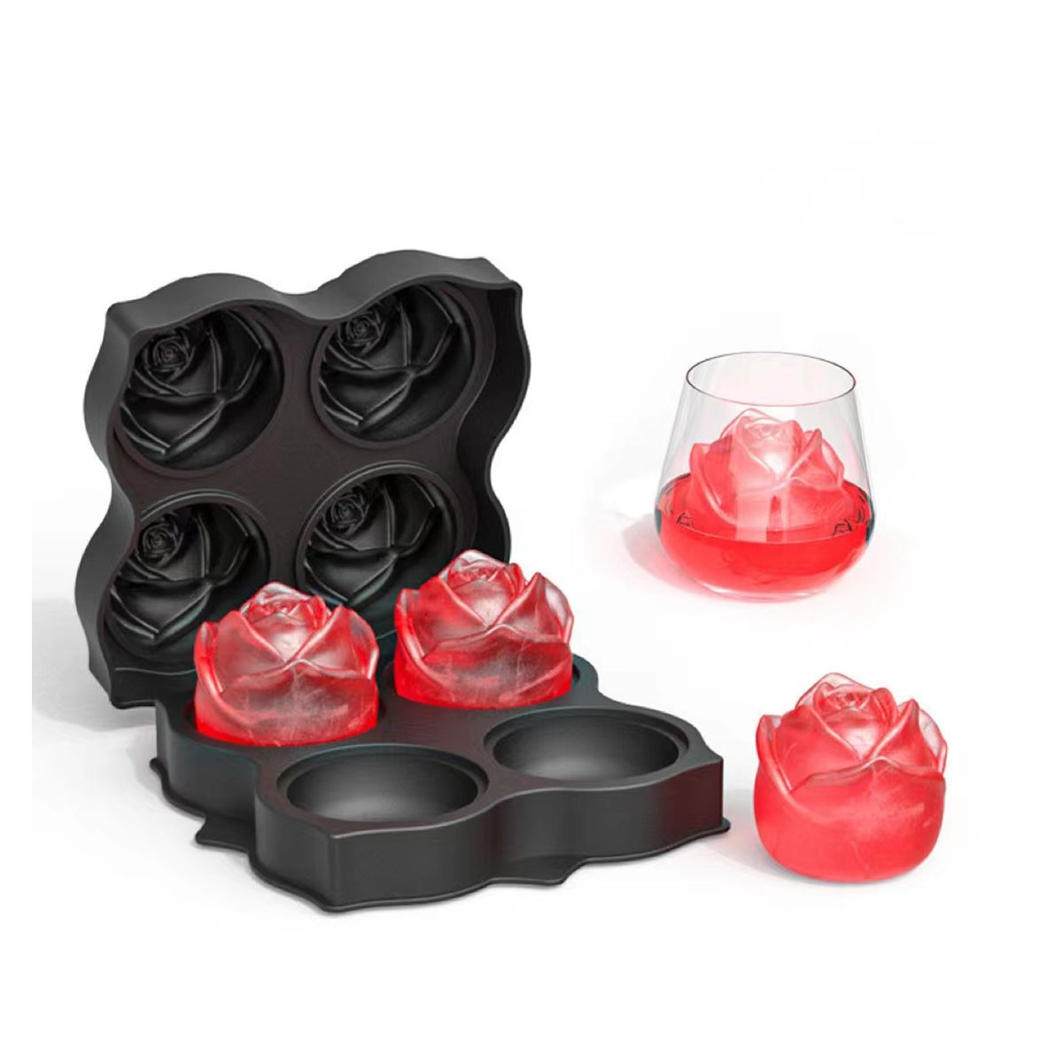 EVERSO - Bandejas Para Cubitos De Hielo De Rosas De Con Cubiertas
