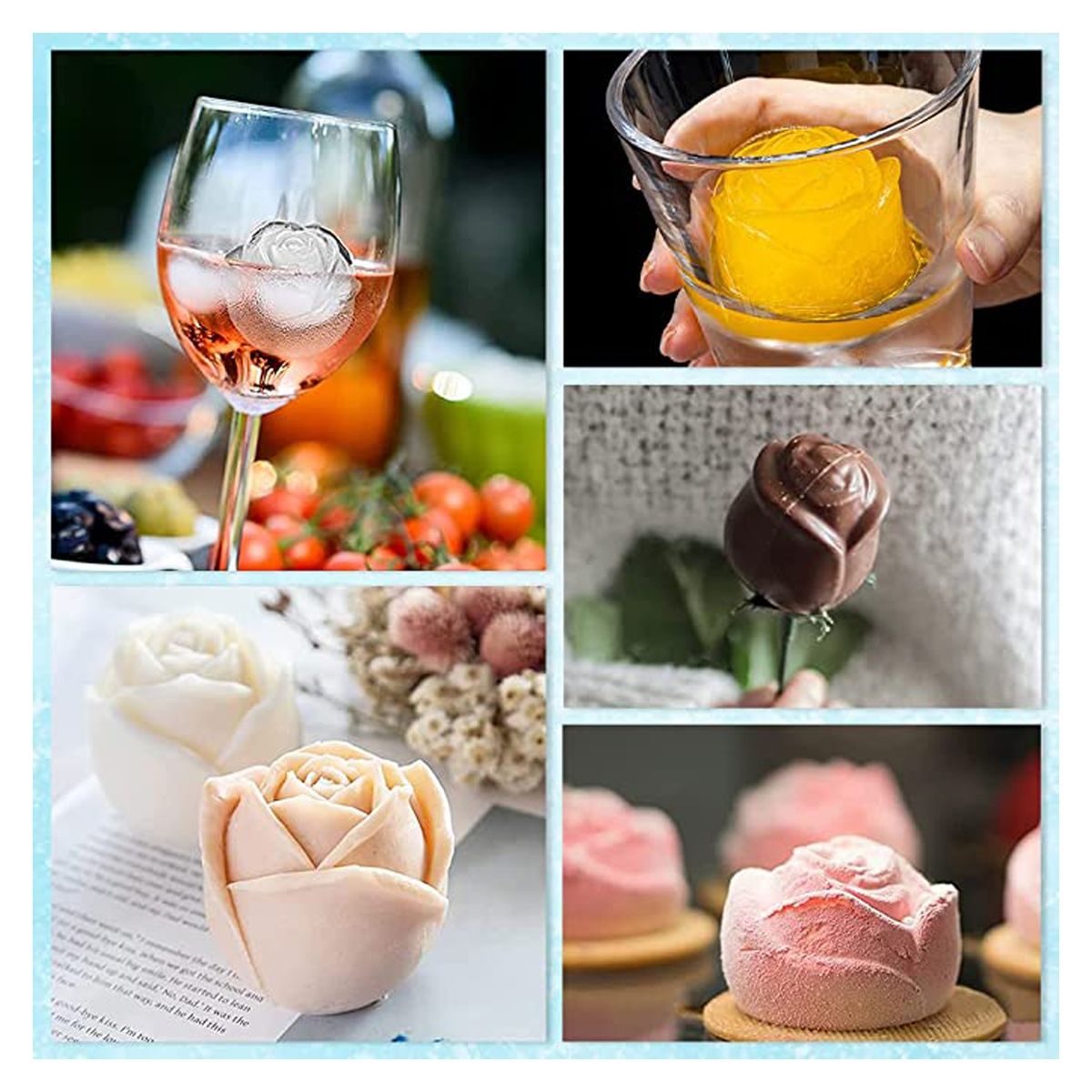 EVERSO - Bandejas Para Cubitos De Hielo De Rosas De Con Cubiertas