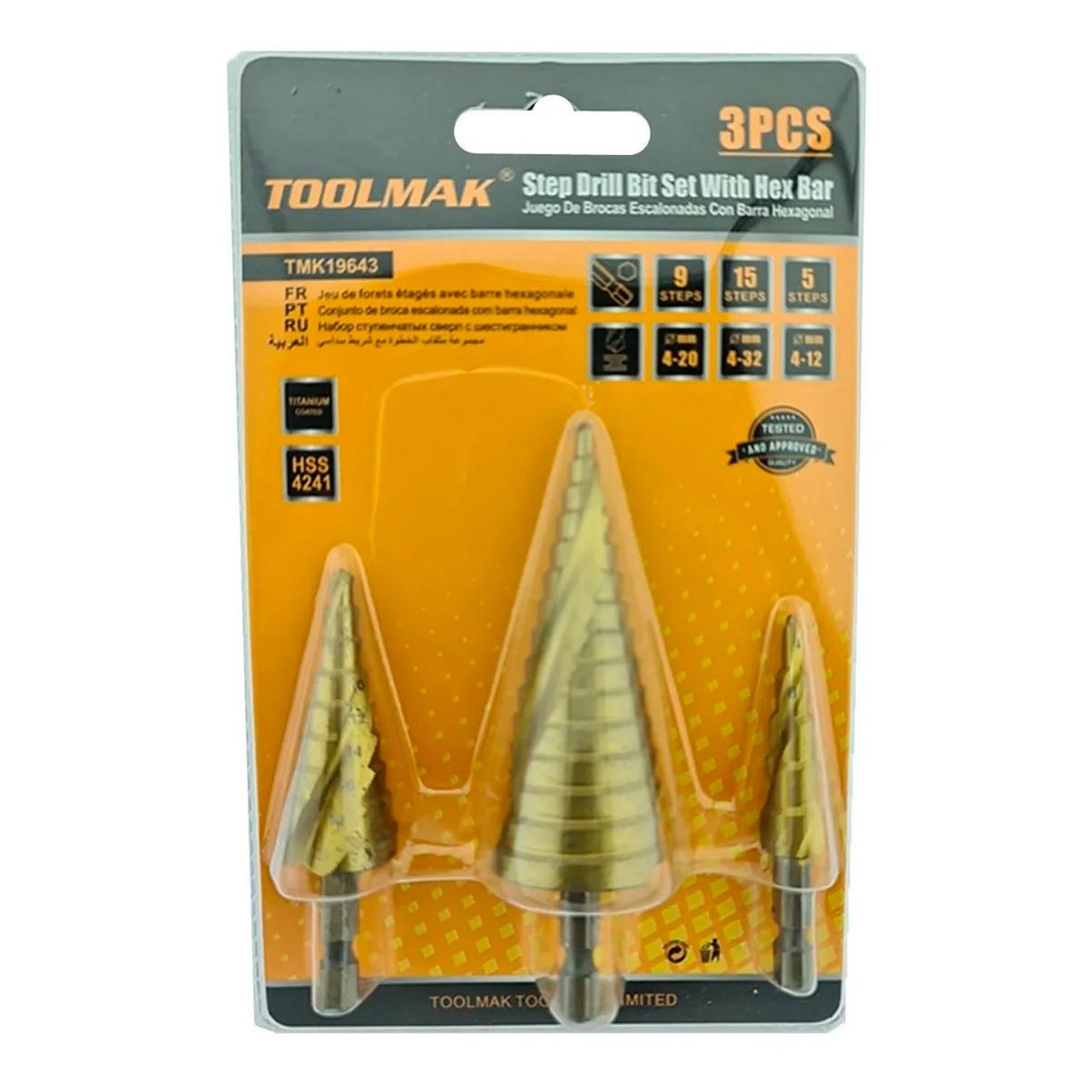 GENERICO - Juego Set De Broca Escalonada Barra Hexagonal 3 Piezas Tmk