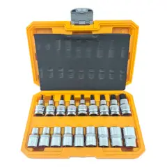 GENERICO - Kit Juego Dados Torx Estrella 1/2 Macho Hembra 18 Piezas Tmk