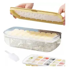 GENERICO - Cubetera Hielo Silicona 2 En 1 Contenedor Y Tapa Multiusos