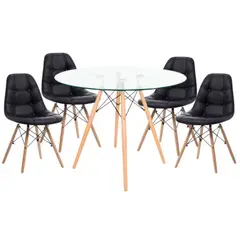 BRITBOX - Comedor Vidrio 80 - 4 Sillas Buckle