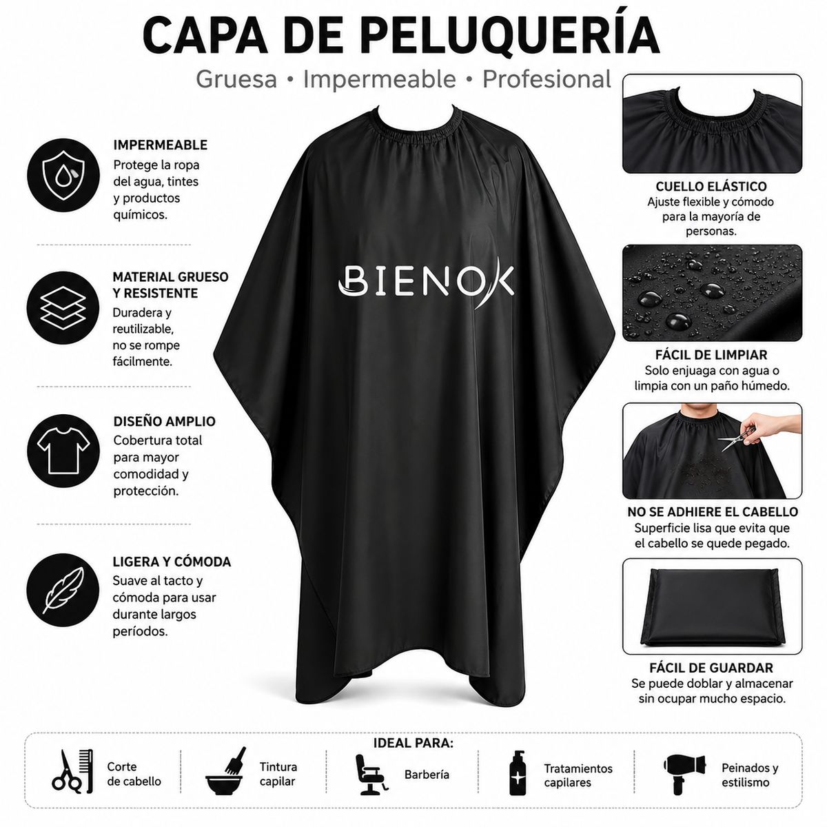 GENERICO - Kit De Peluqueria Capa Tijeras Peines Rociador Tomador Y Mas