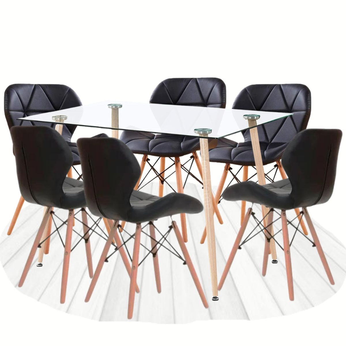 KLIK - Comedor Vidrio 120cm - 6 Sillas radar mariposa