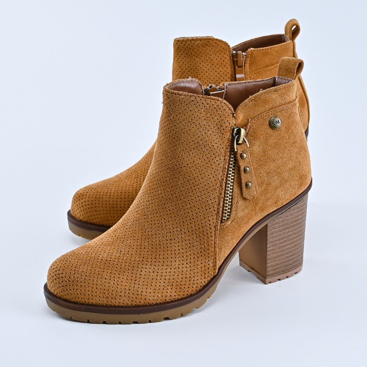 BOTELI - BOTIN MUJER CAFE CON TACÓN GAMUZA