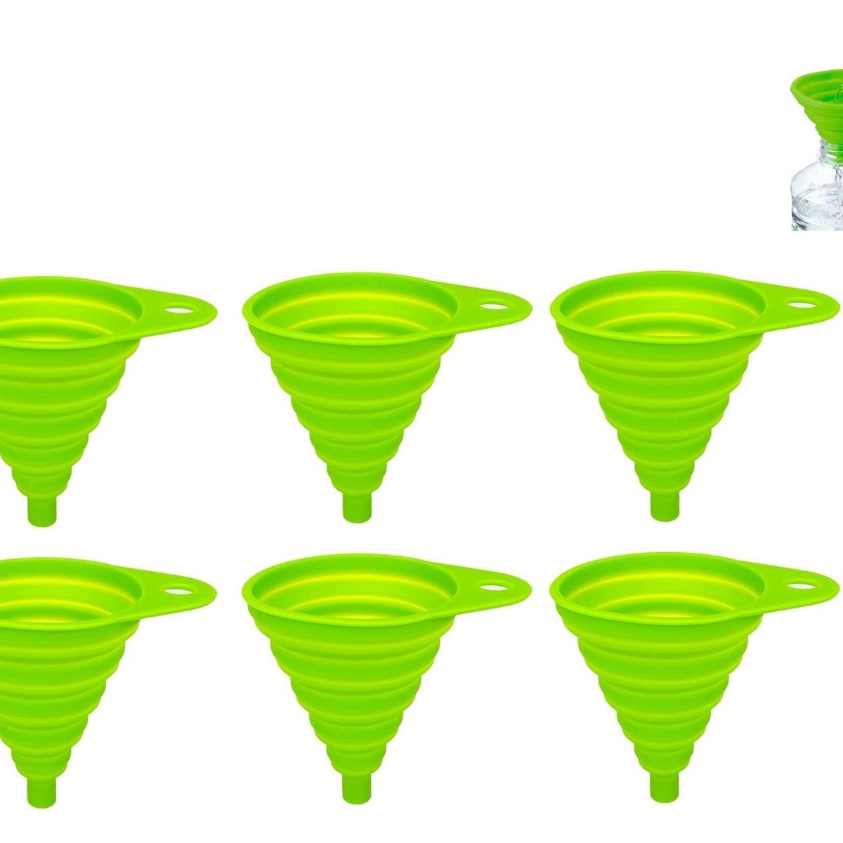 GENERICO - Pack x6 Embudo Plastico Embudo De Silicona Plegable Embudo Multiuso