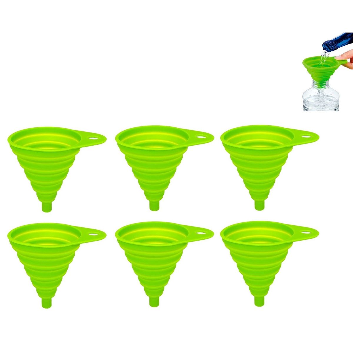 GENERICO - Pack x6 Embudo Plastico Embudo De Silicona Plegable Embudo Multiuso
