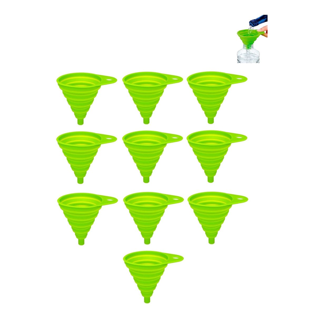 GENERICO - Pack x10 Embudo Plastico Embudo De Silicona Plegable Embudo Multiuso