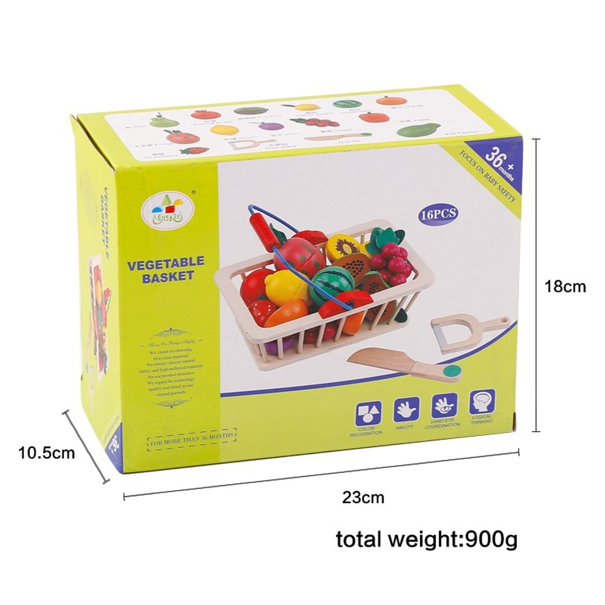 PELLITOS - CANASTO DE FRUTAS MAGNÉTICAS 16 PIEZAS.