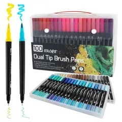 GENERICO - Lápices Plumones Dual Brush Punta Pincel Lettering 100 Color
