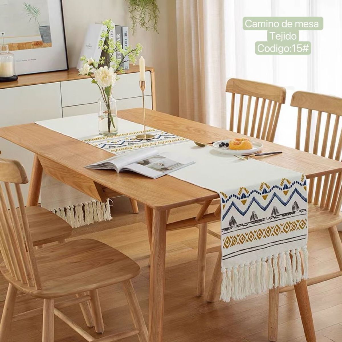 GENERICO - Camino de mesa Algodón de Lino 180x35cm