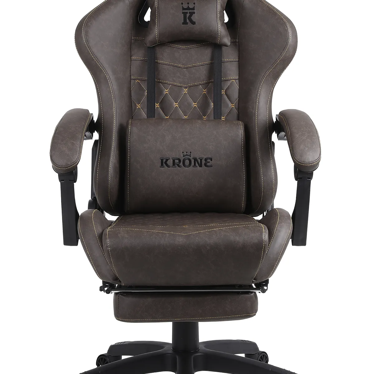 KRONE GAMING - Silla Gamer Escritorio Oficina Krone XL Masajeador y Apoyapiés - Café