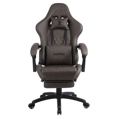 Imagen 2 del producto Silla Gamer Escritorio Oficina Krone XL Masajeador y Apoyapiés - Café