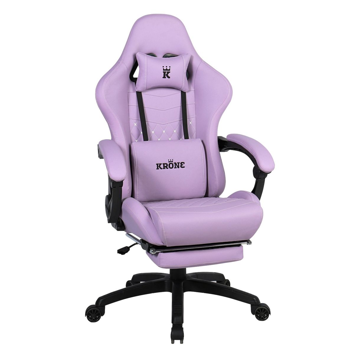 KRONE GAMING - Silla Gamer Oficina Krone XL  Masajeador Lumbar  Apoyapiés - Morada