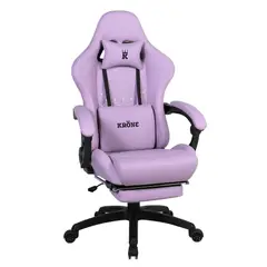 KRONE GAMING - Silla Gamer Oficina Krone XL Masajeador Lumbar Apoyapiés - Morada