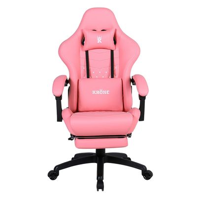 Imagen 2 del producto Silla Gamer Oficina Krone XL Masajeador Lumbar Apoyapiés - Rosada