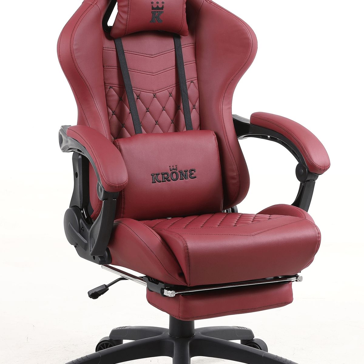 KRONE GAMING - Silla Gamer Escritorio Oficina Krone XL Masajeador y Apoyapiés - Roja