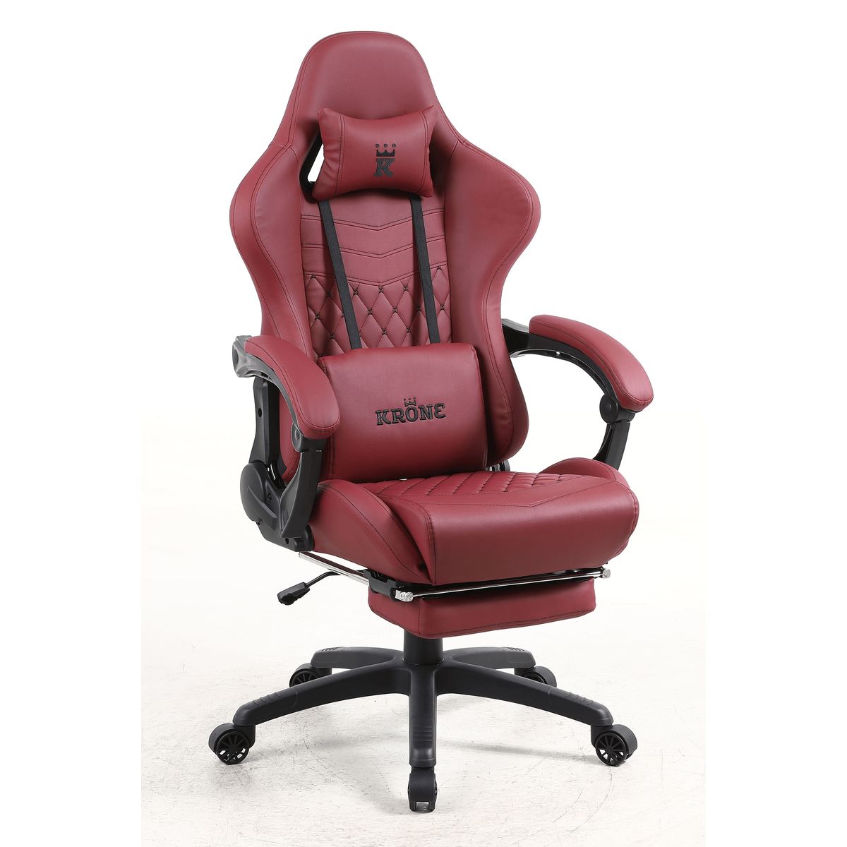 KRONE GAMING - Silla Gamer Escritorio Oficina Krone XL Masajeador y Apoyapiés - Roja