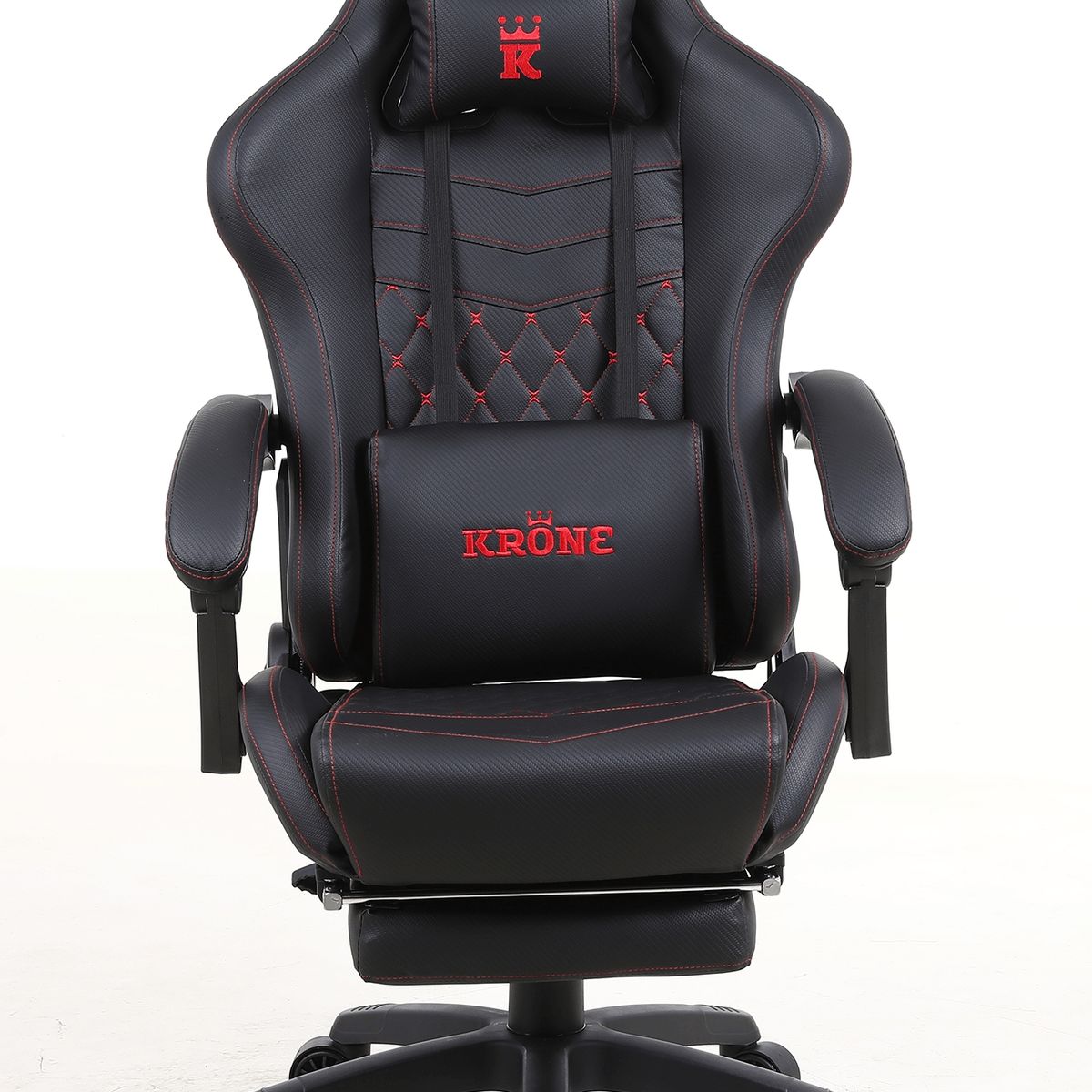 KRONE GAMING - Silla Gamer Escritorio Oficina Krone XL Masajeador y Apoyapiés - Negra