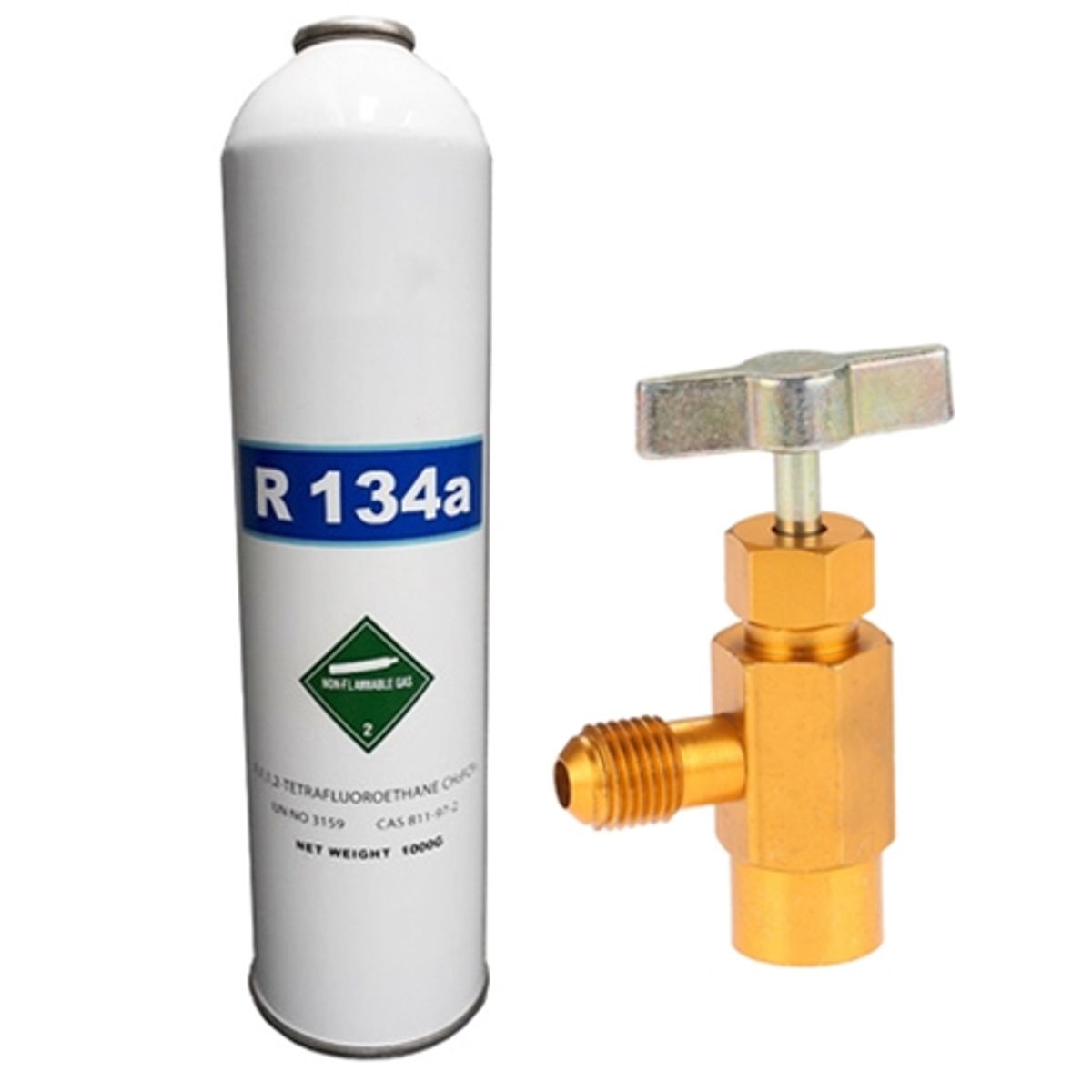 GENERICO - Gas Refrigerante R134a Botella 1 Kg + Válvula de Carga