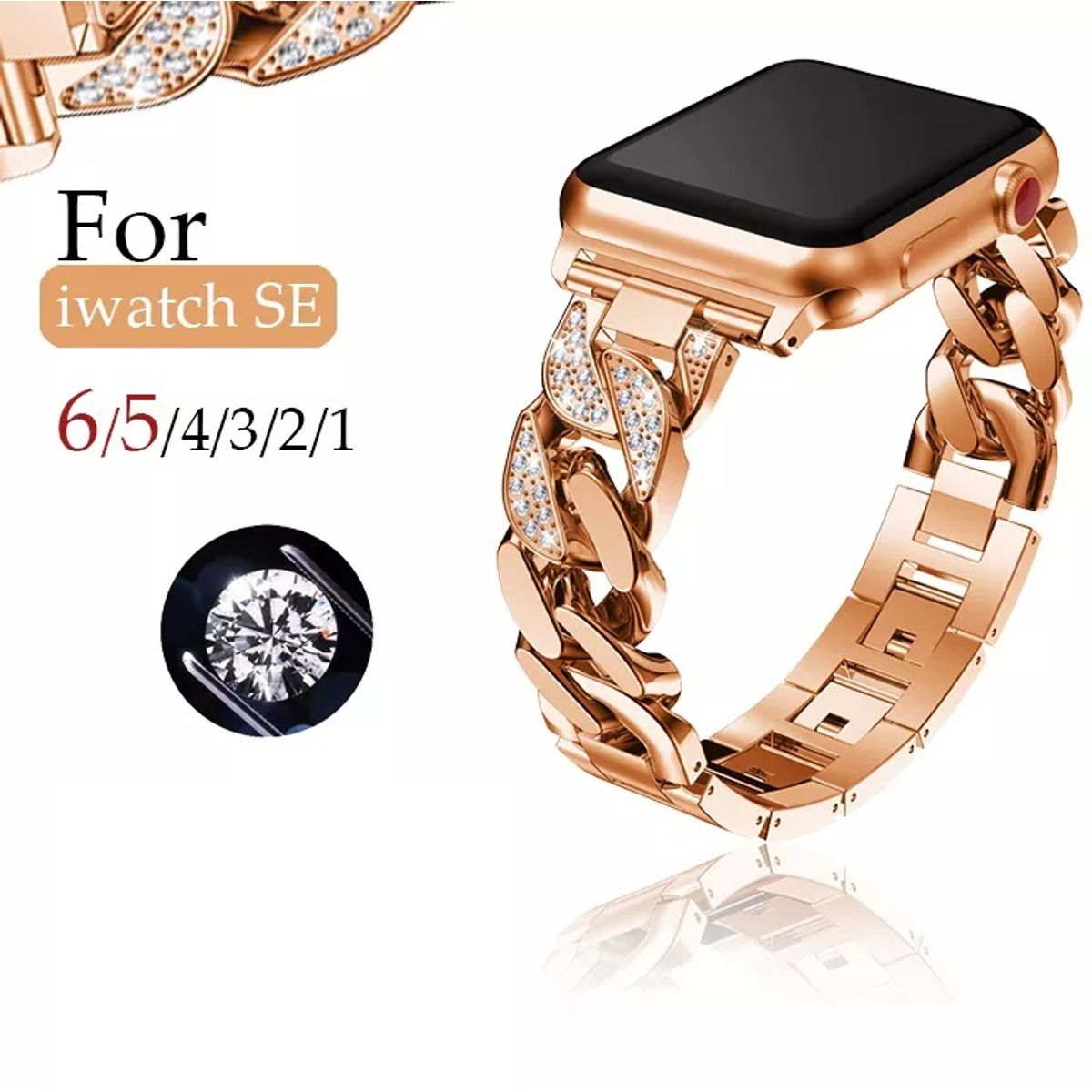 GENERICO - Pulsera metálica mujer acero inoxidable para Apple Watch Todas Series