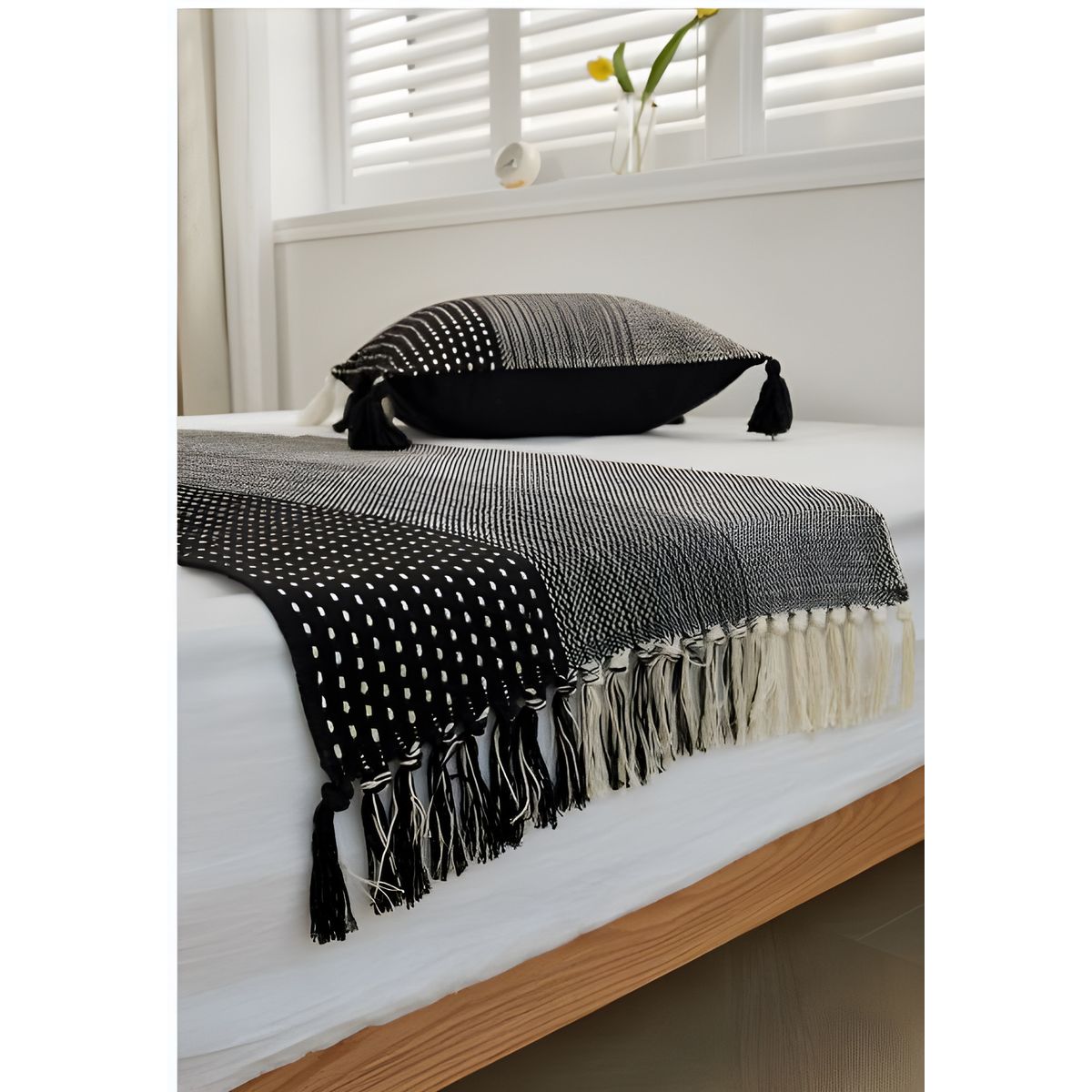 DEKOHOME - Piecera cama Tejida material algodón Rayas
