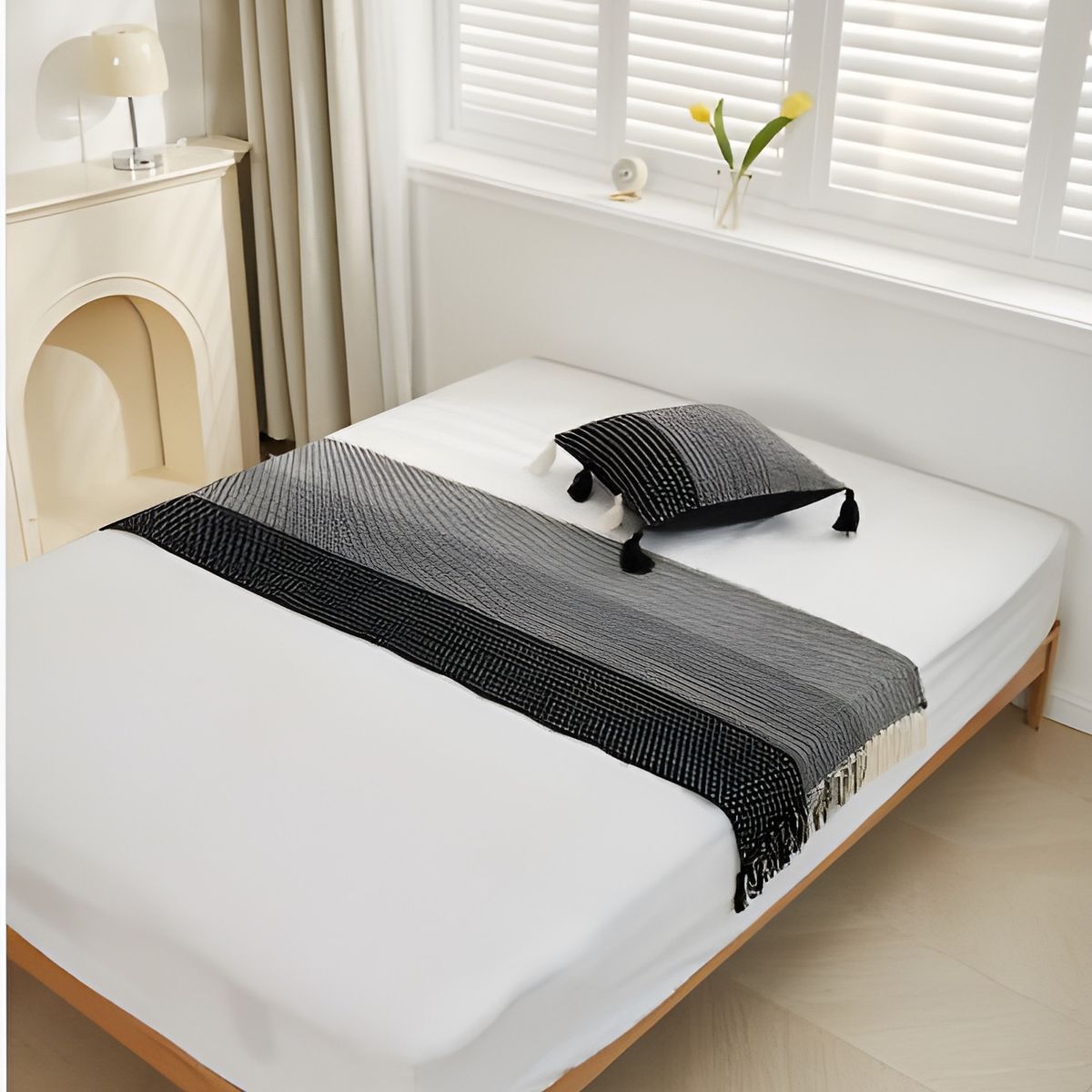 DEKOHOME - Piecera cama Tejida material algodón Rayas