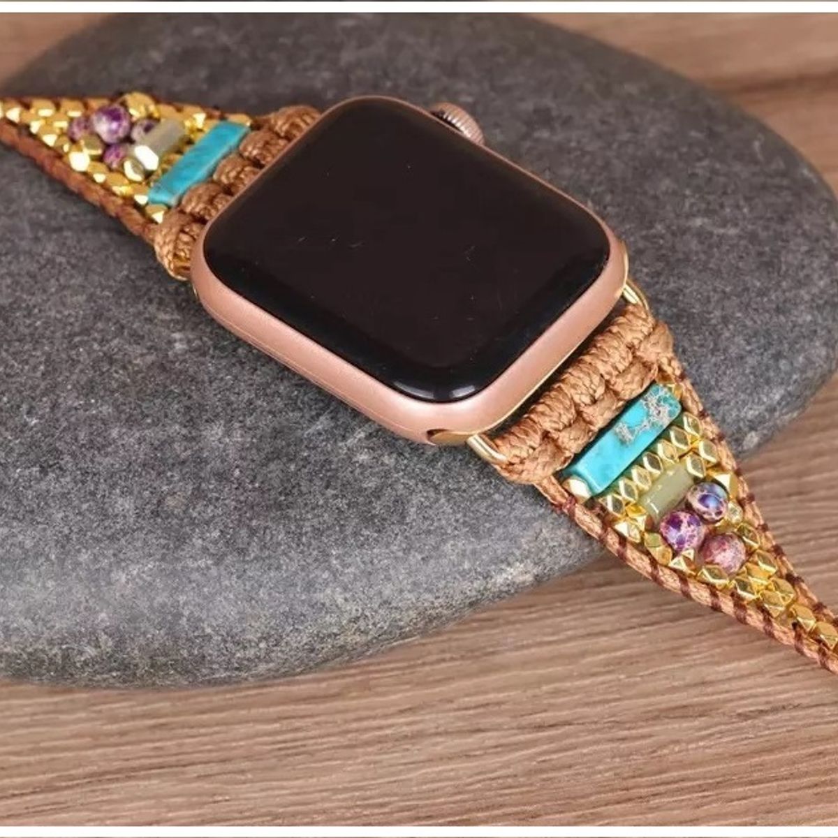 GENERICO - Pulsera mujer con piedras naturales para Apple Watch Todas Series