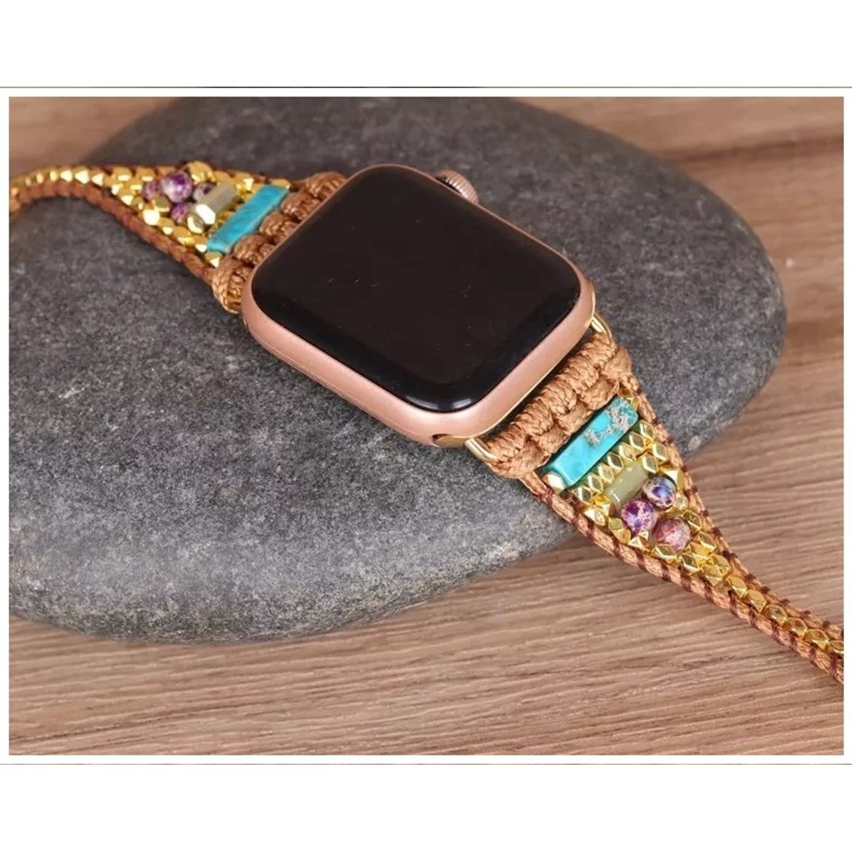 GENERICO - Pulsera mujer con piedras naturales para Apple Watch Todas Series
