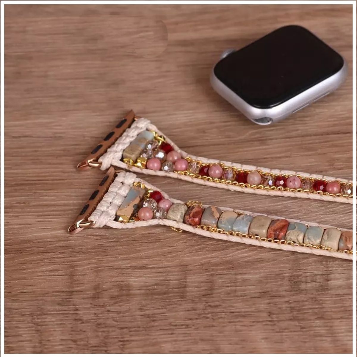 GENERICO - Pulsera mujer con piedras naturales para Apple Watch Todas Series