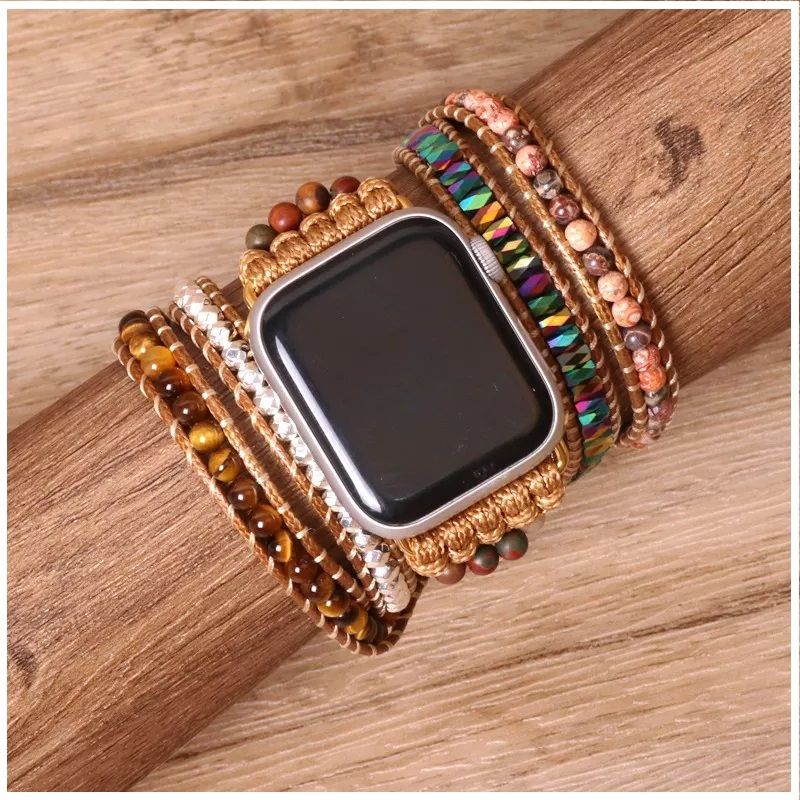 GENERICO - Pulsera mujer con piedras naturales para Apple Watch Todas Series