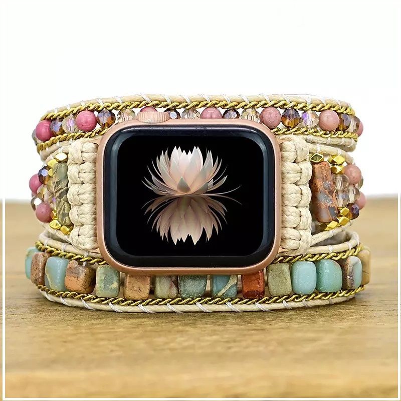 GENERICO - Pulsera mujer con piedras naturales para Apple Watch Todas Series