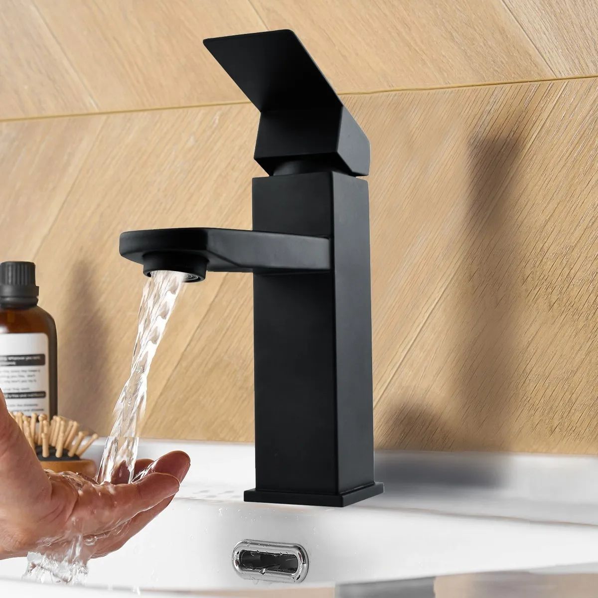 AIZO - Llave de Lavamanos Monomando De Acero Inoxidable Para Cocina o Baño Negro