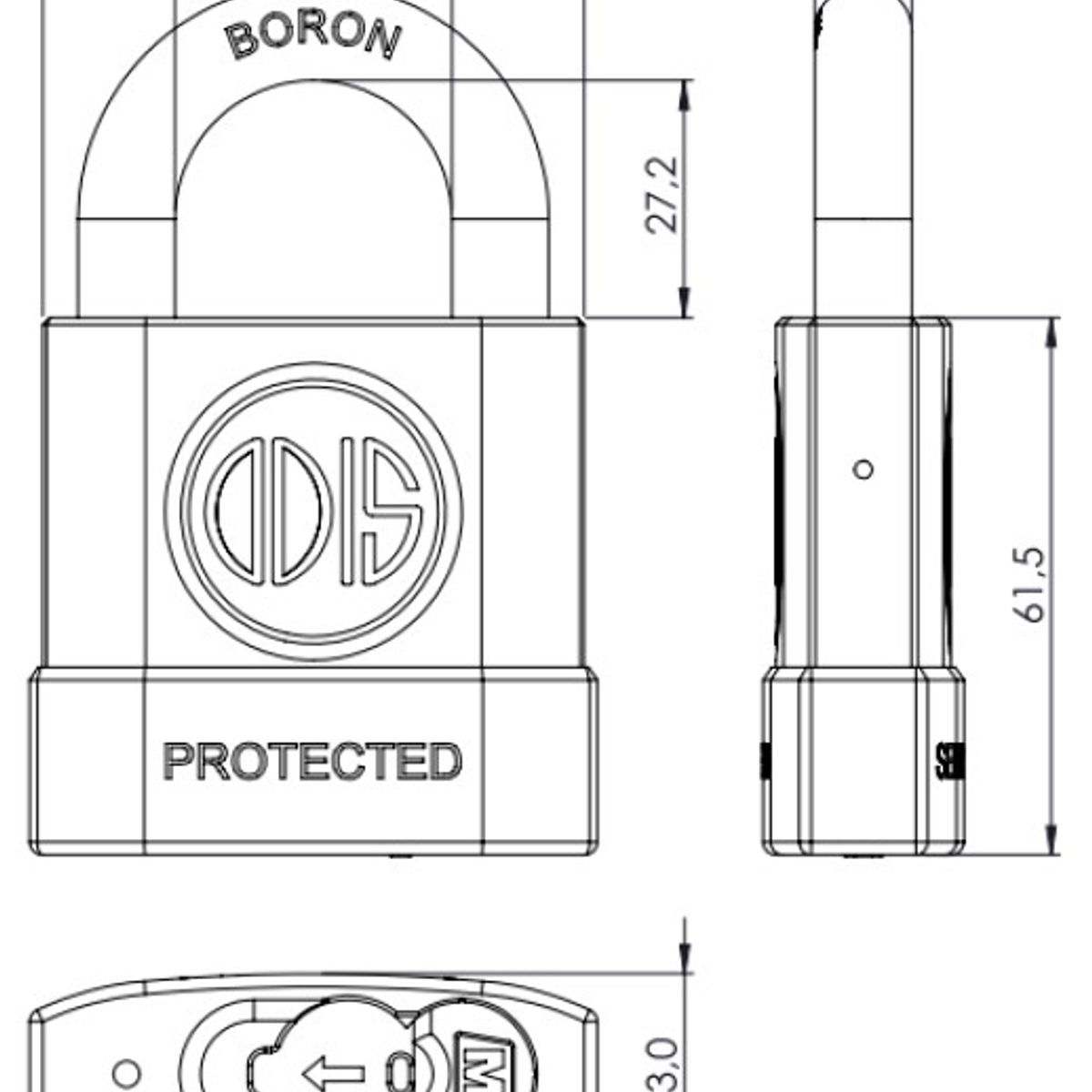 ODIS - Candado Odis M60 Protected 63mm - Negro
