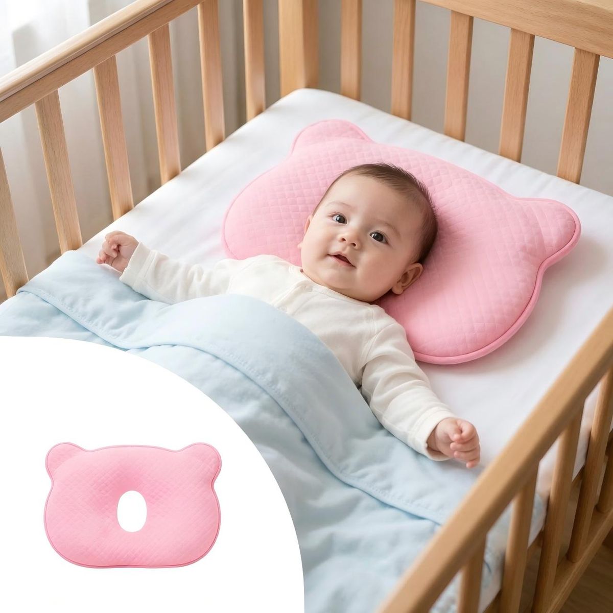 AIZO - AIZO Almohada Bebé Memory Foam Anti-Plagiocefalia AzulRosa