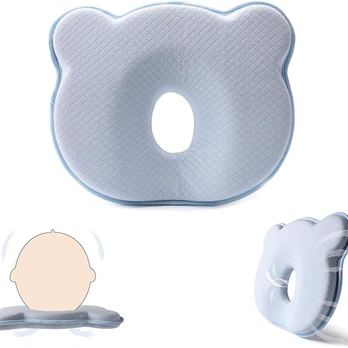 AIZO - AIZO Almohada Bebé Memory Foam Anti-Plagiocefalia AzulRosa