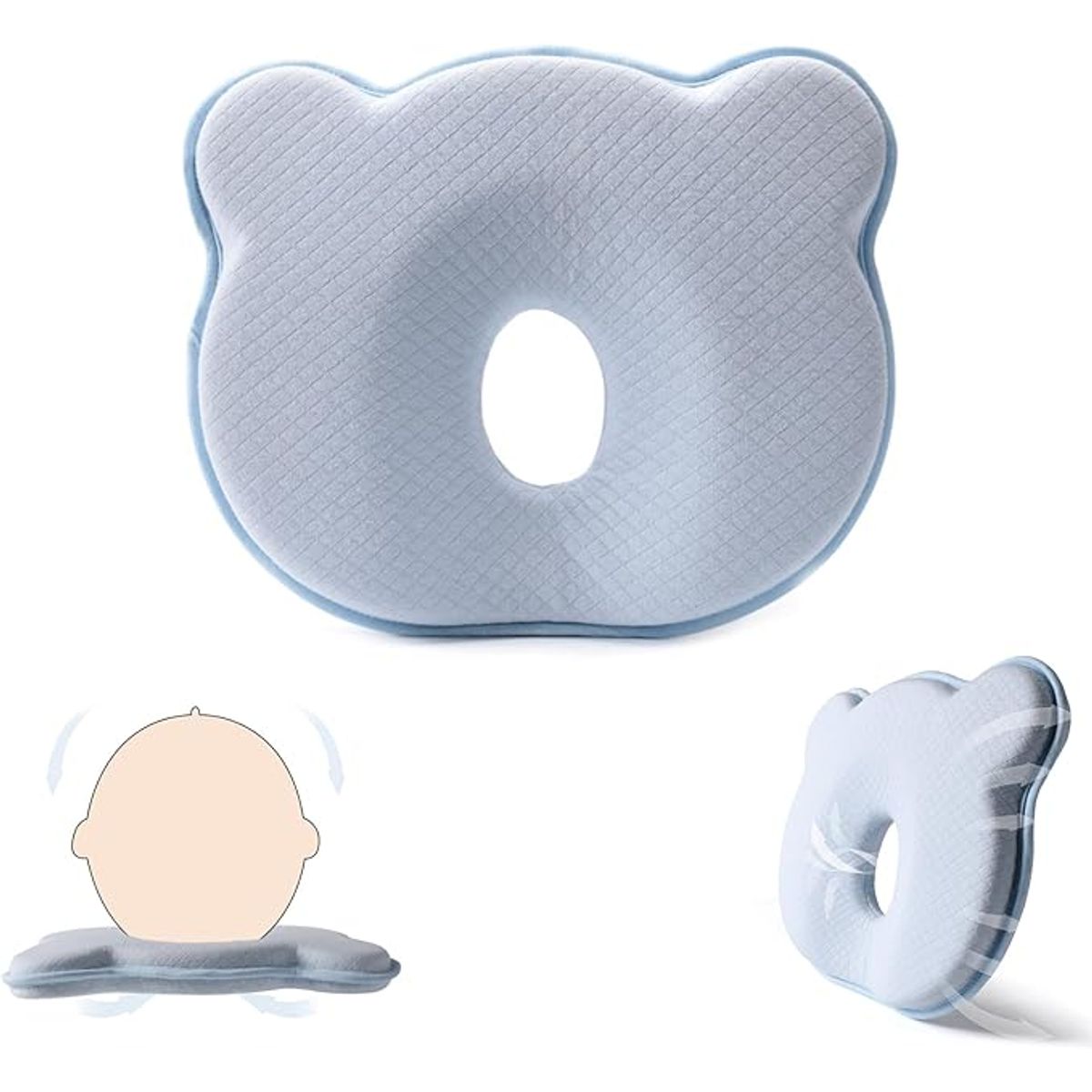 AIZO - AIZO Almohada Bebé Memory Foam Anti-Plagiocefalia AzulRosa