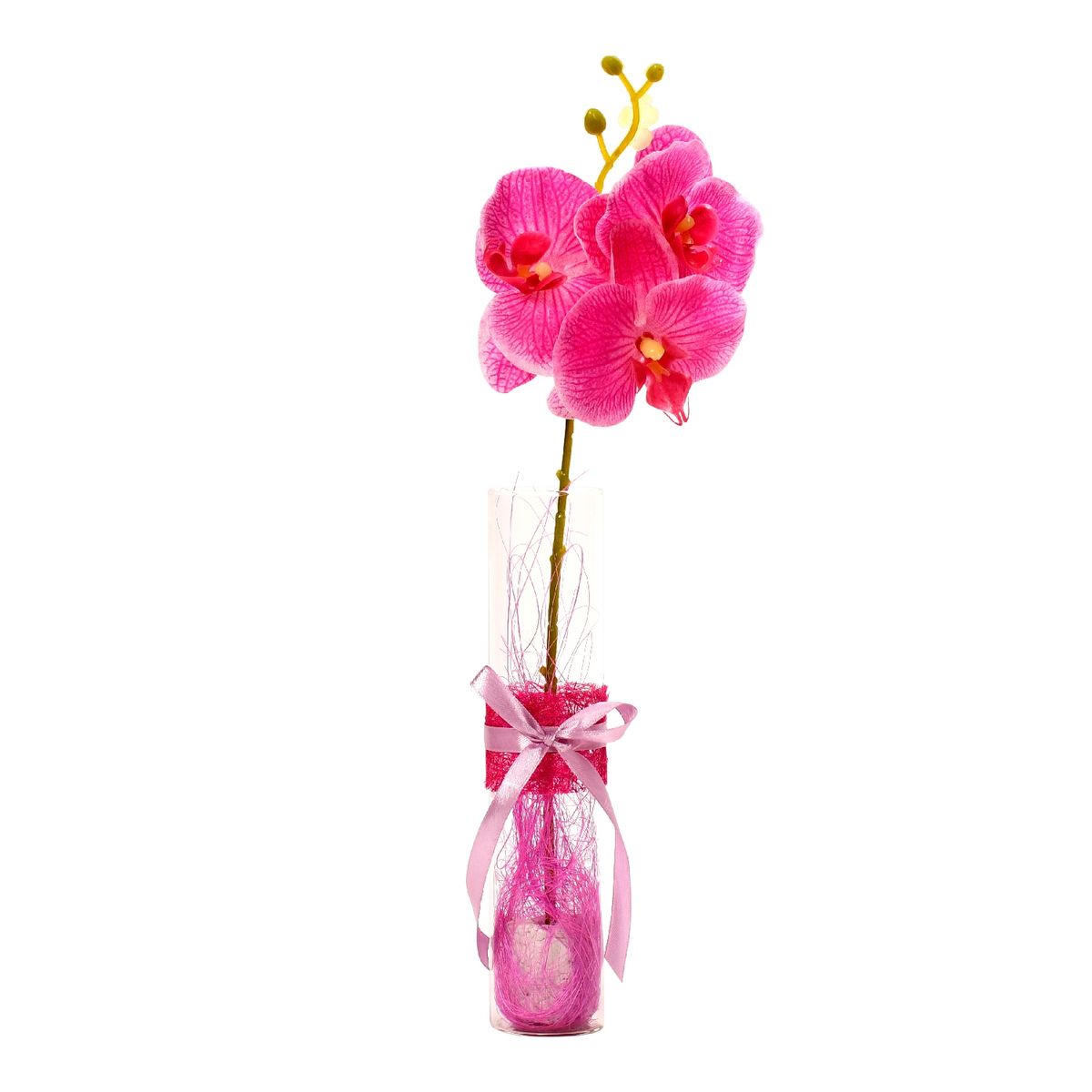 GENERICO - Florero adorno de cristal 40 cm Orquídeas fucsia