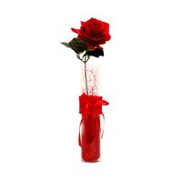 Florero adorno de cristal 30 cm Rosa roja