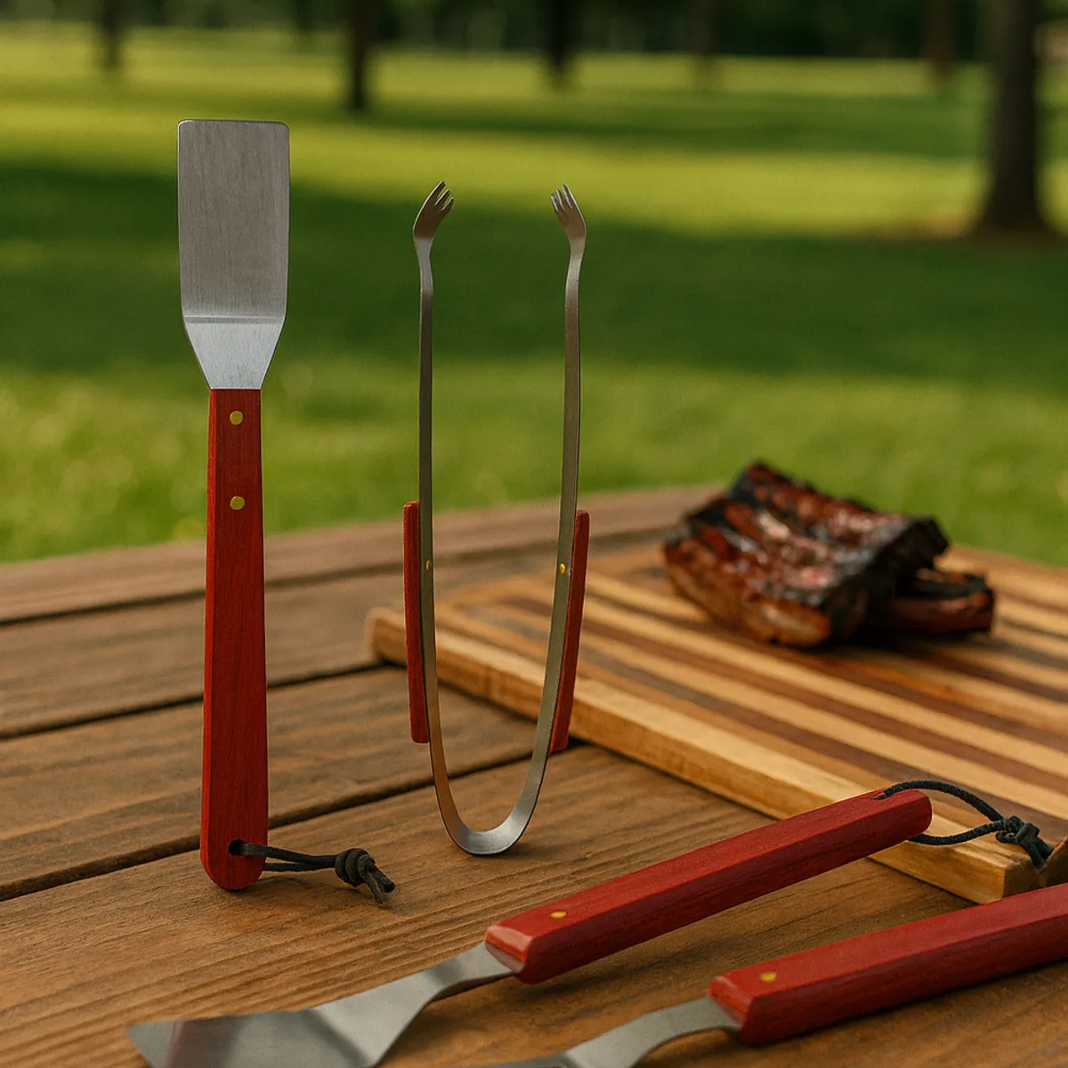 COSAS CASA - Set Parrillero De 4 Utensilios Para Barbarcoa