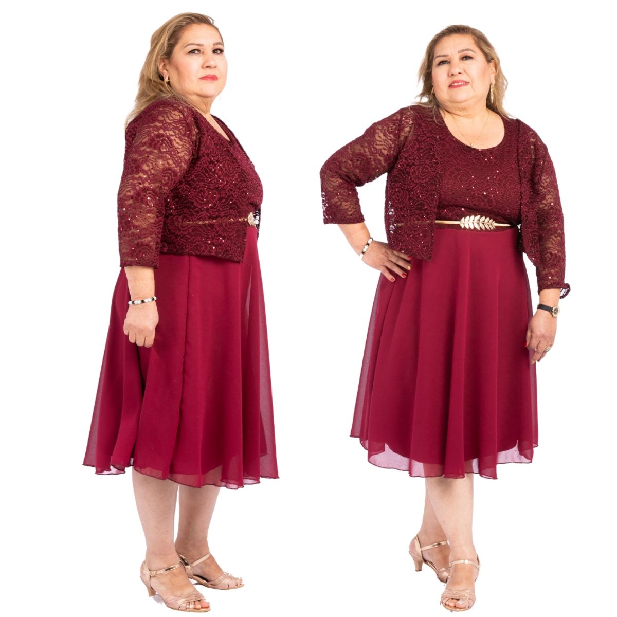 GENERICO - VESTIDO CORTO SEMI ACAMPANADO SEÑORIAL MÁS TAPADO