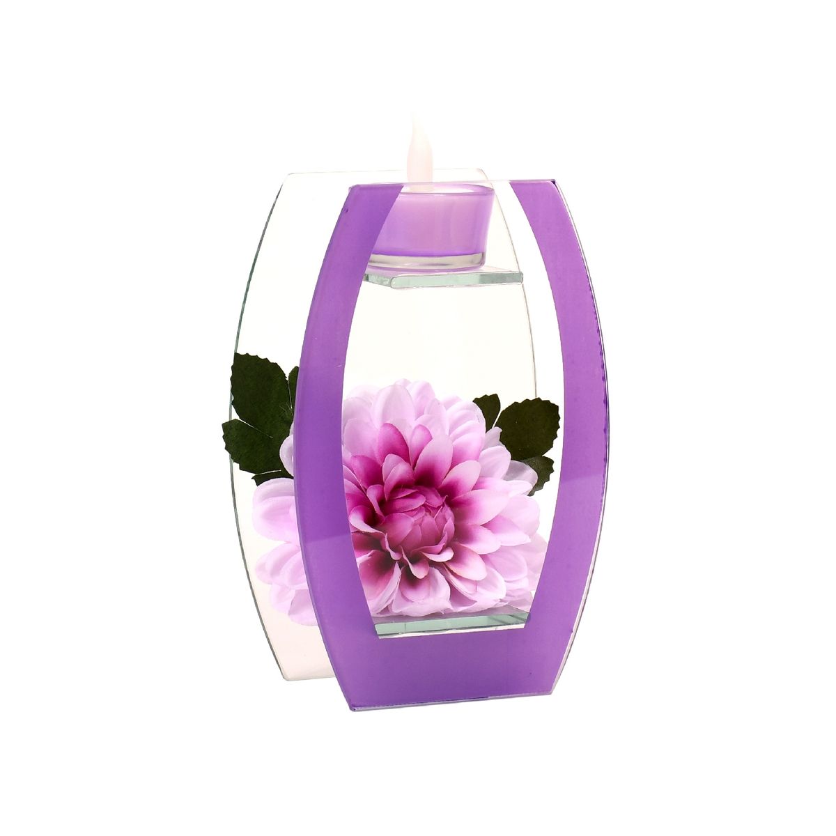 GENERICO - Florero adorno de cristal 18 cm Dalia lila led