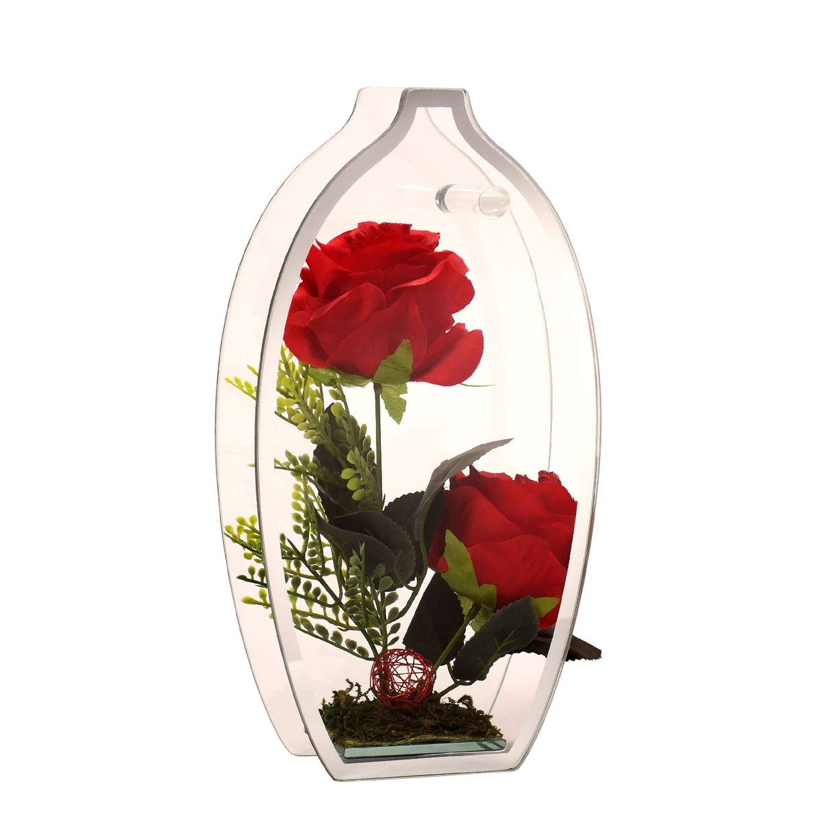 GENERICO - Florero adorno de cristal 28 cm Rosa roja