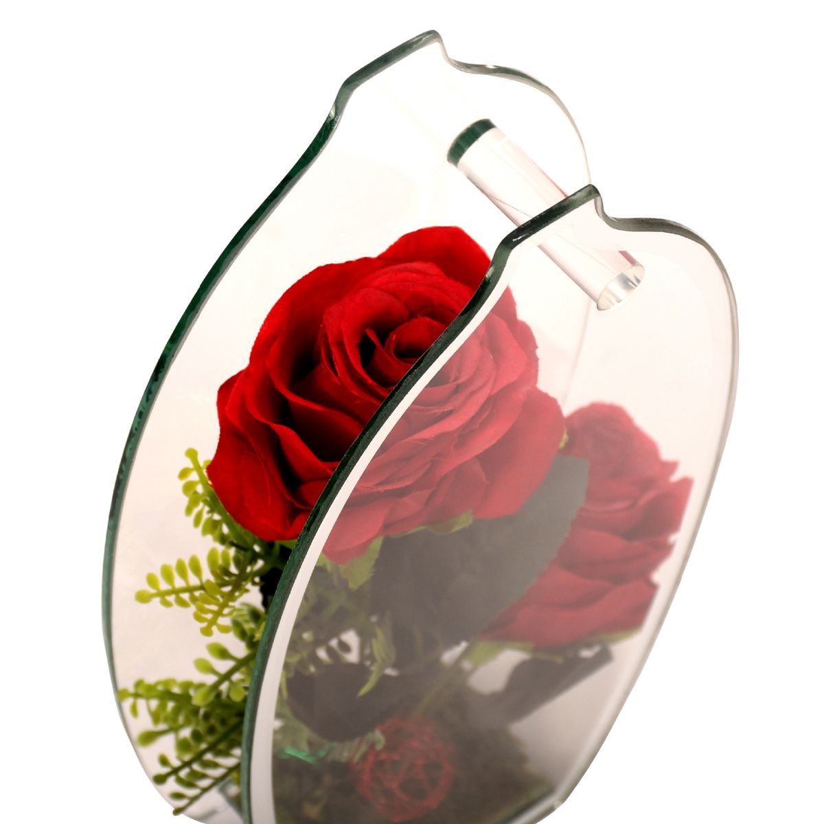 GENERICO - Florero adorno de cristal 28 cm Rosa roja